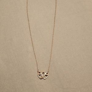 Sterling silver double hearts entwined necklace